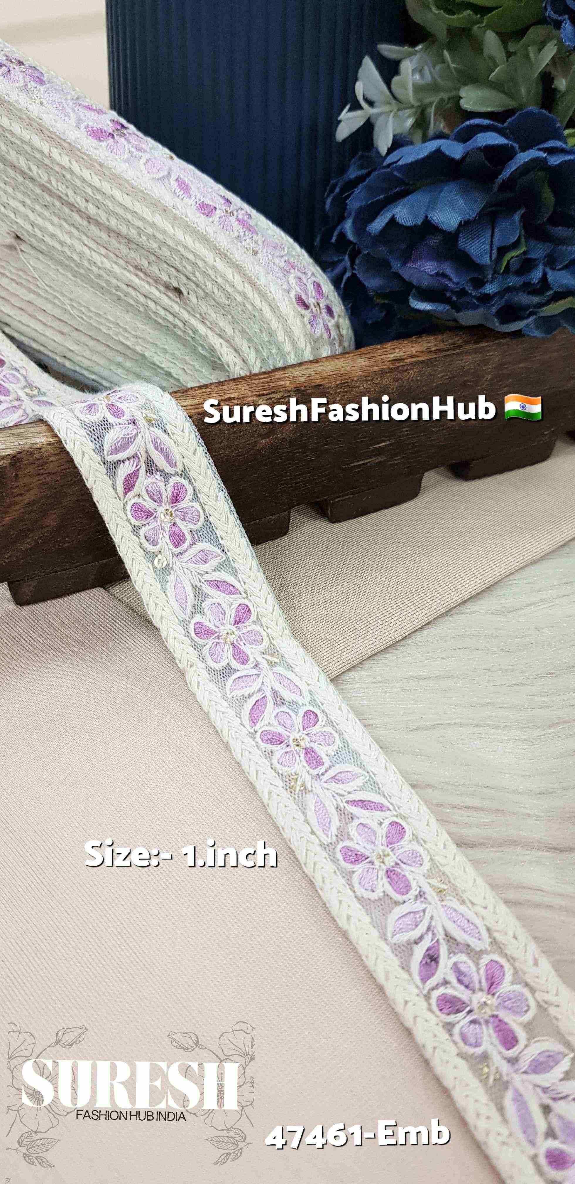 Purple & Light Purple Floral Net Lace