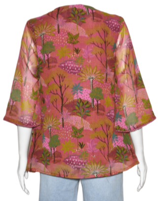 Juniper Women's Maroon Printed Chiffon Tunic Top