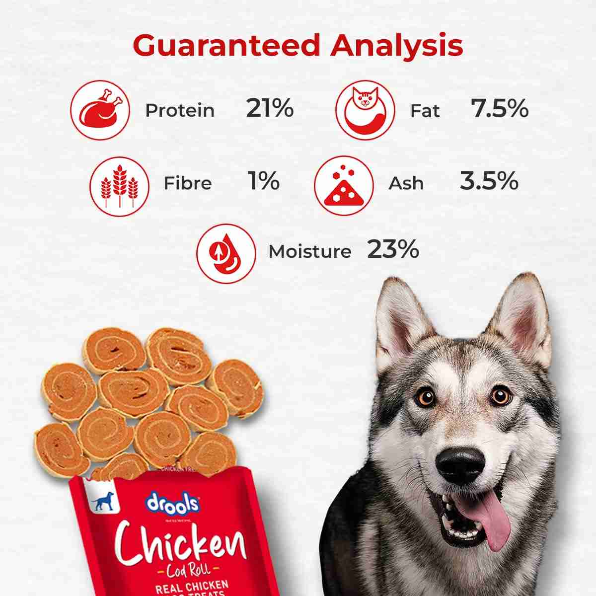 Drools Chicken Cod Roll Dog Treats, 70g