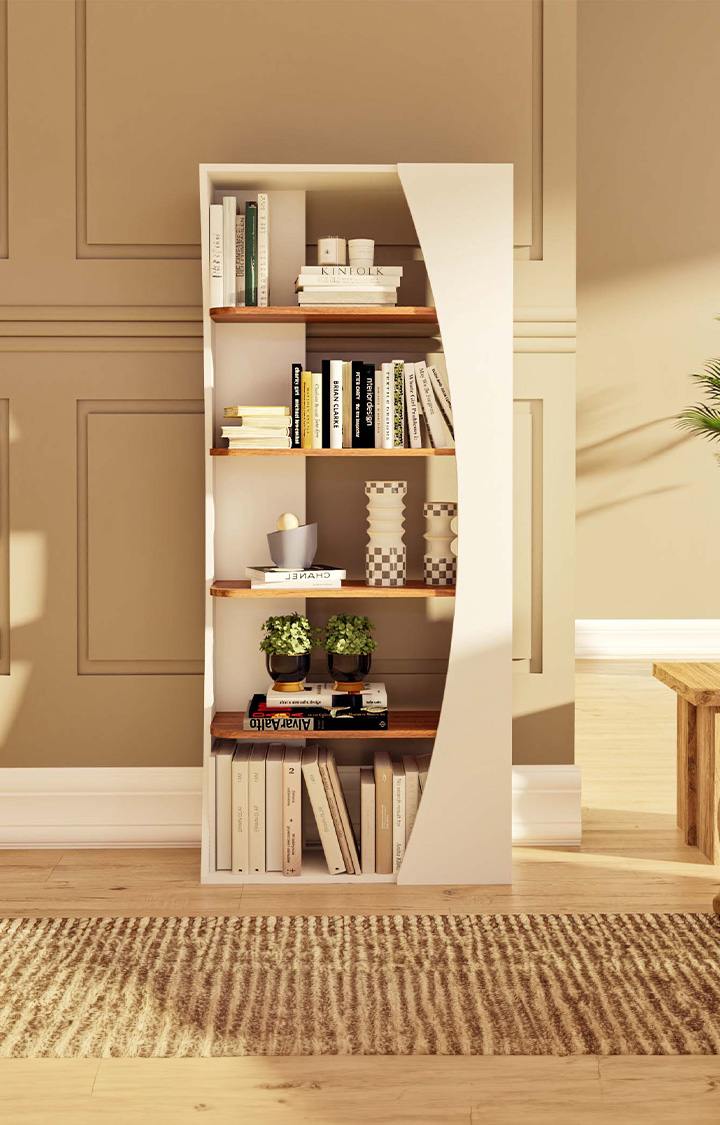 Nikola Bookshelf - Frosty White, Knock Down