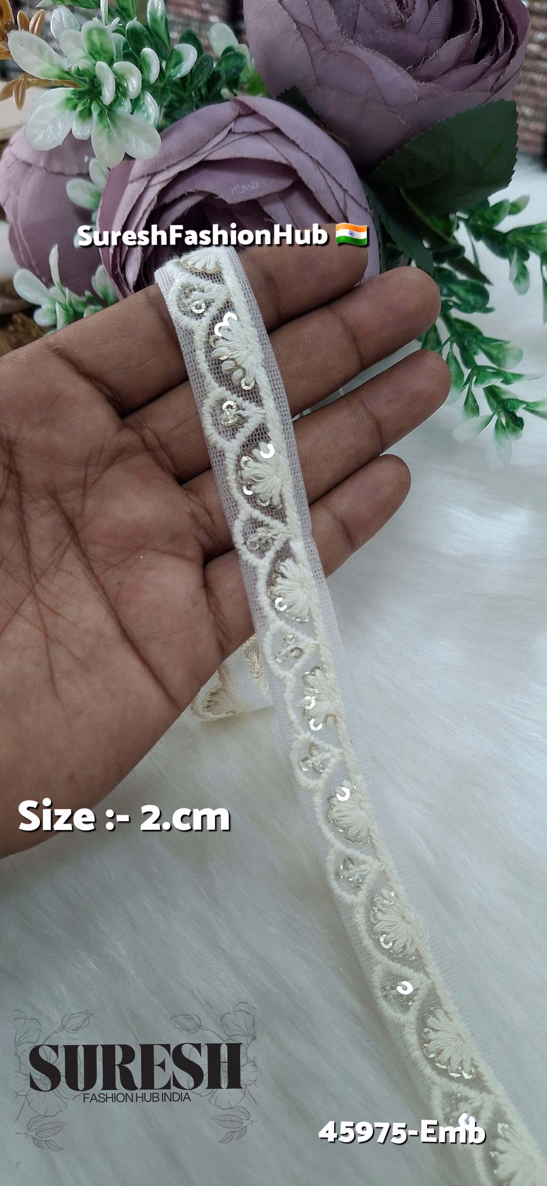 Off White Tone-on-Tone Net Embroidery Lace