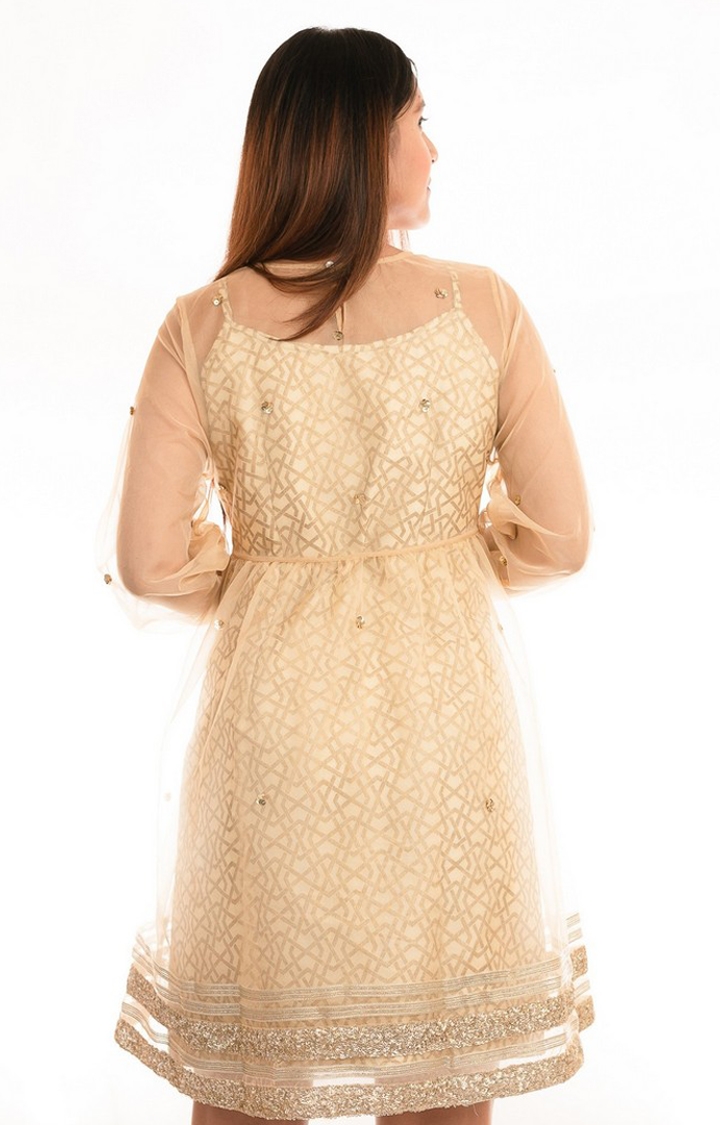 INGINIOUS Clothing Co. | Women's Gold Blended Embellished Fit & Flare Dress 3