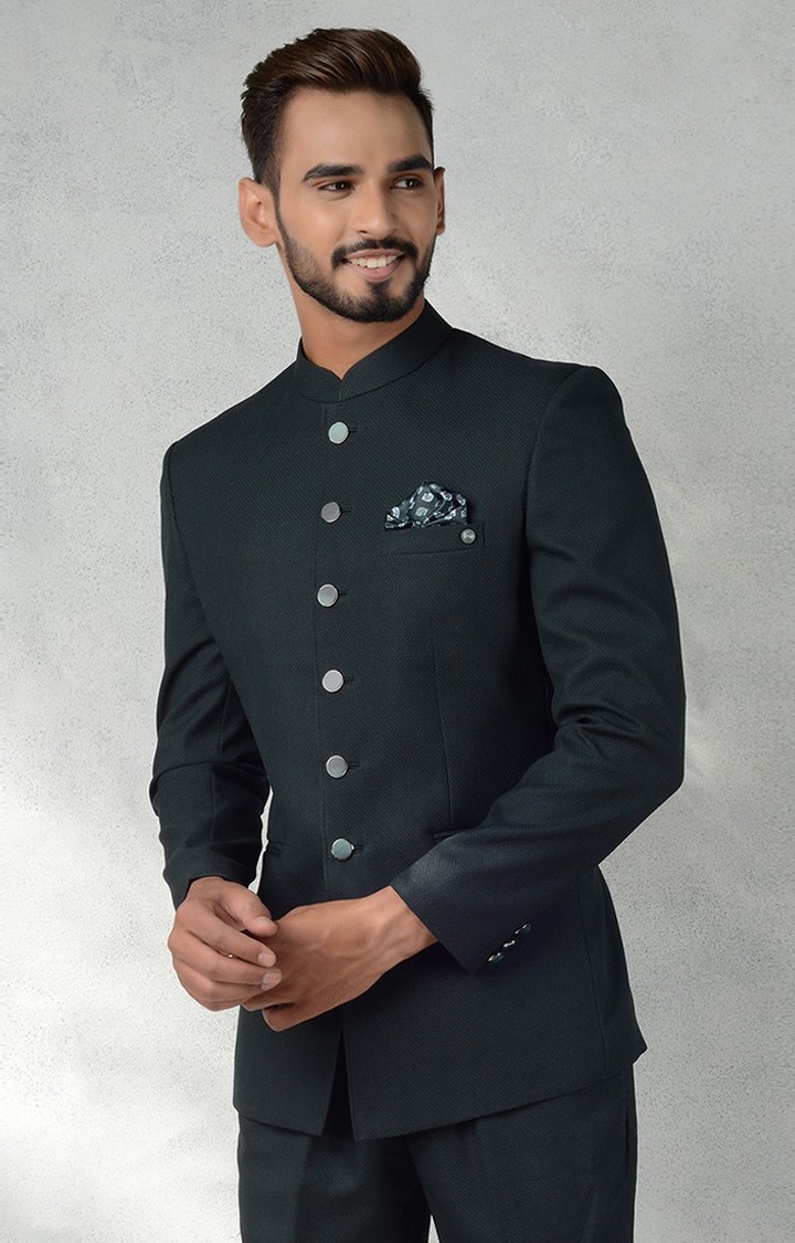 2600-OLIVE GREEN Men's Green Rayon Textured Jodhpuris