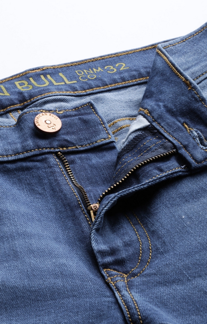 American Bull | American Bull Men Cotton Casual Slim Fit Blue Jeans 4