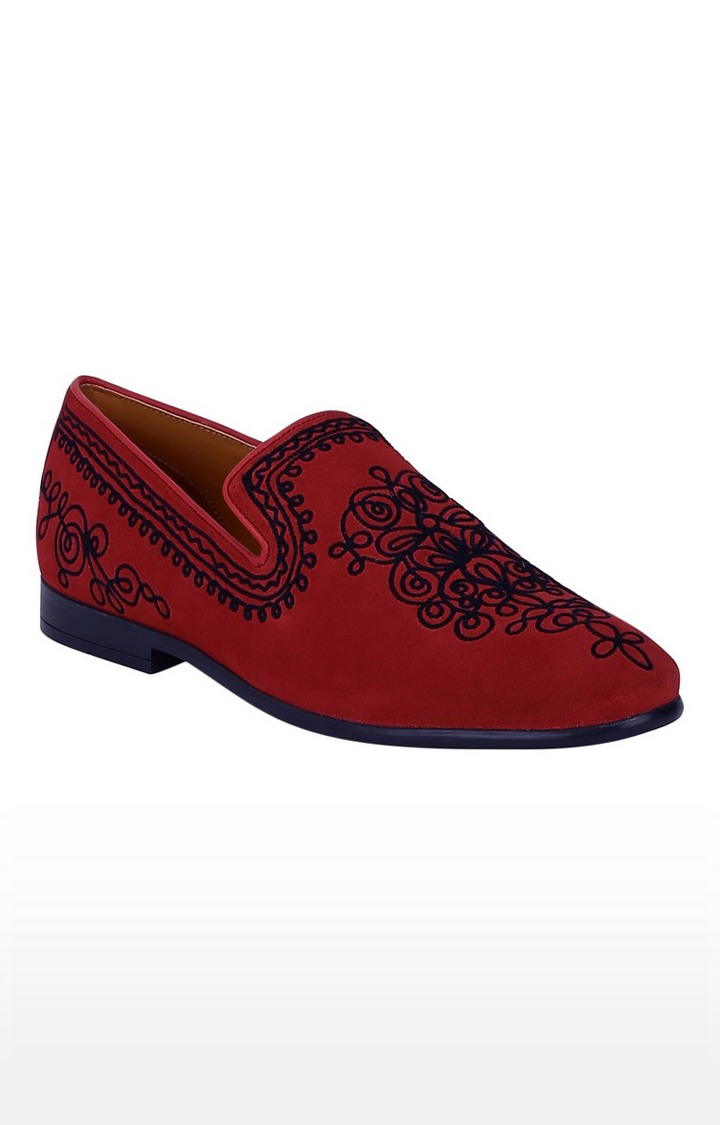 Del Mondo Genuine Leather Red Colour Slipon Loafer Shoe For Mens