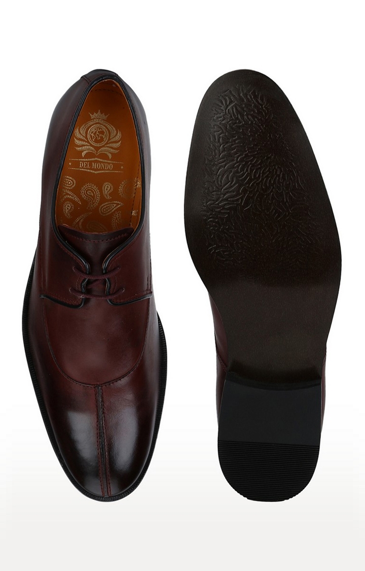 DEL MONDO | Del Mondo Genuine Leather Cherry Bordo Colour Lace Up Shoe For Mens 4