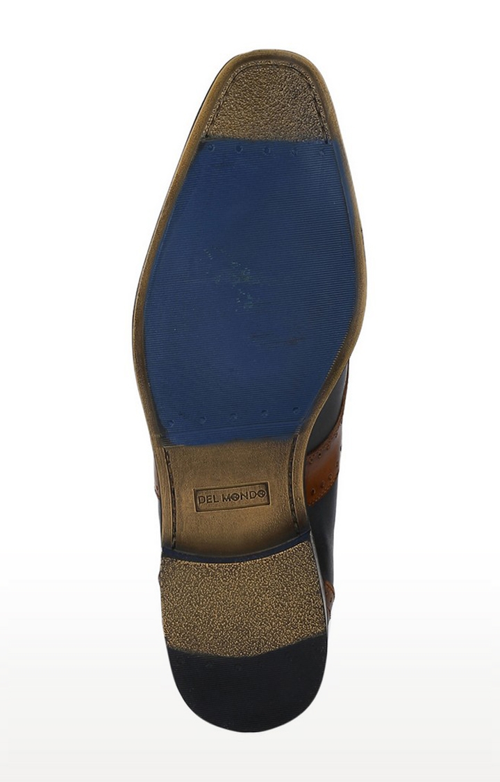 DEL MONDO | Del Mondo Genuine Leather Tan & Denim Navy Colour Lace Up Brogue Shoe For Mens 5