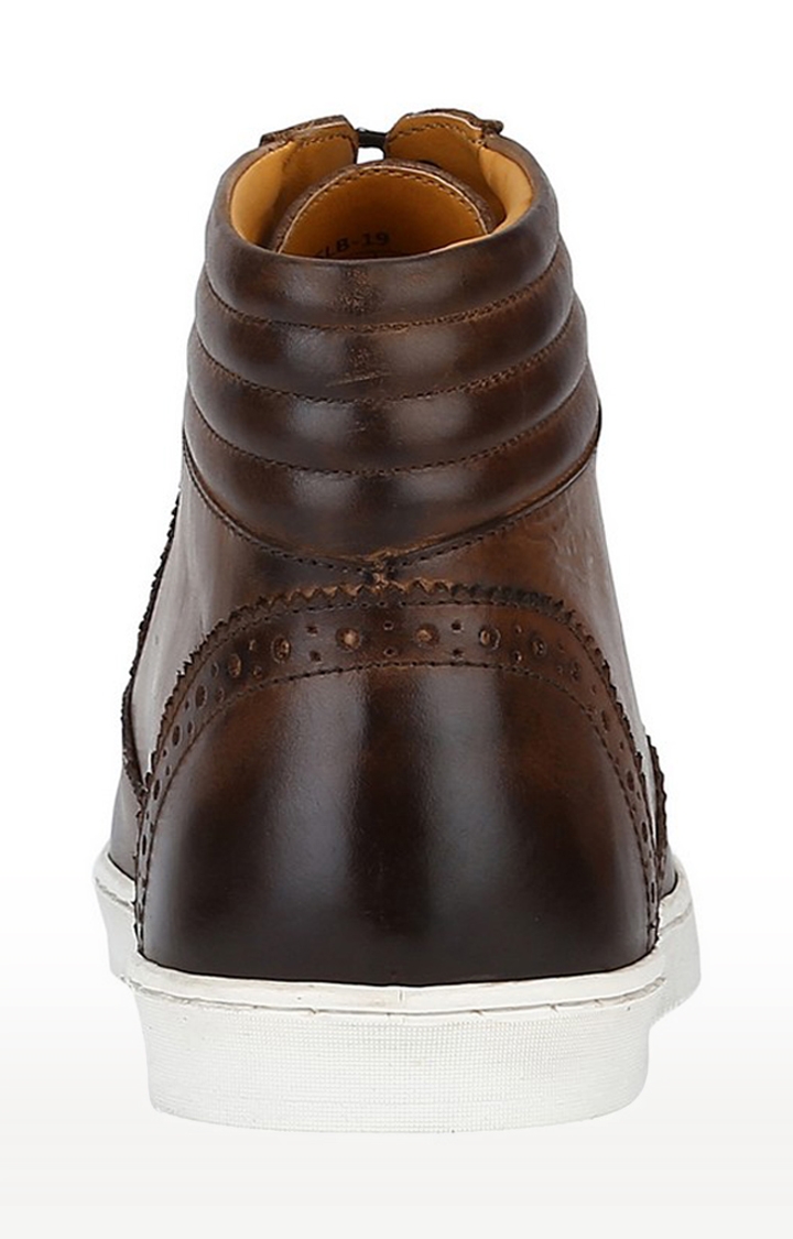DEL MONDO | Del Mondo Genuine Leather Brown Colour Casuals Sneaker Lace Up Boots For Mens 3