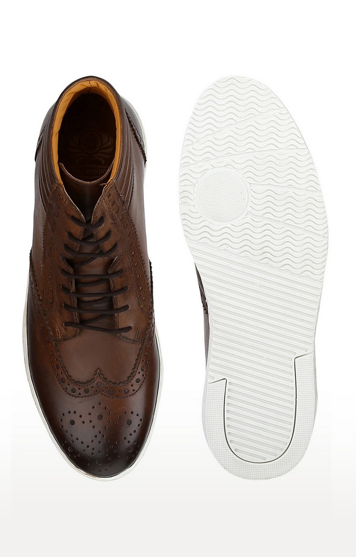 DEL MONDO | Del Mondo Genuine Leather Brown Colour Casuals Sneaker Lace Up Boots For Mens 5