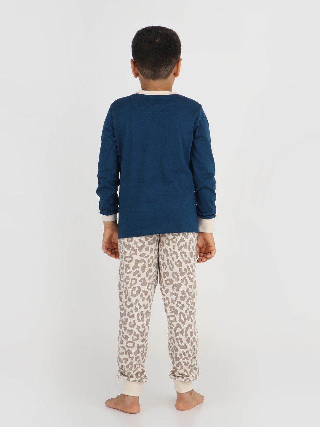 Boys 2 piece printed jogger lounge set- Navy