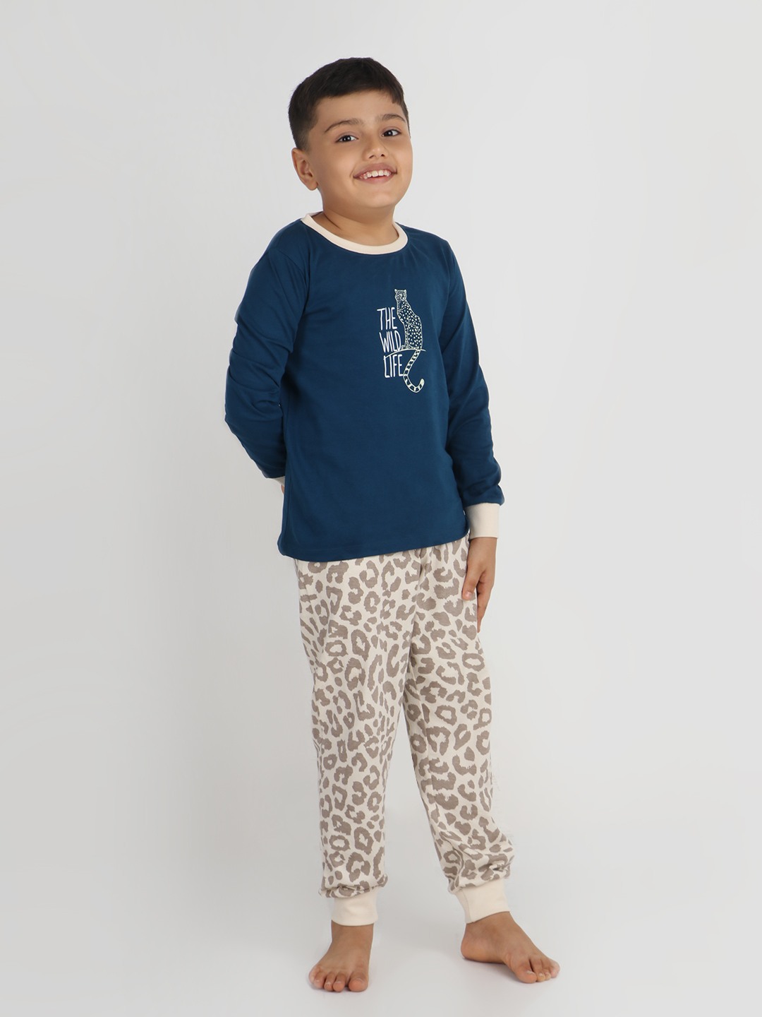 Boys 2 piece printed jogger lounge set- Navy