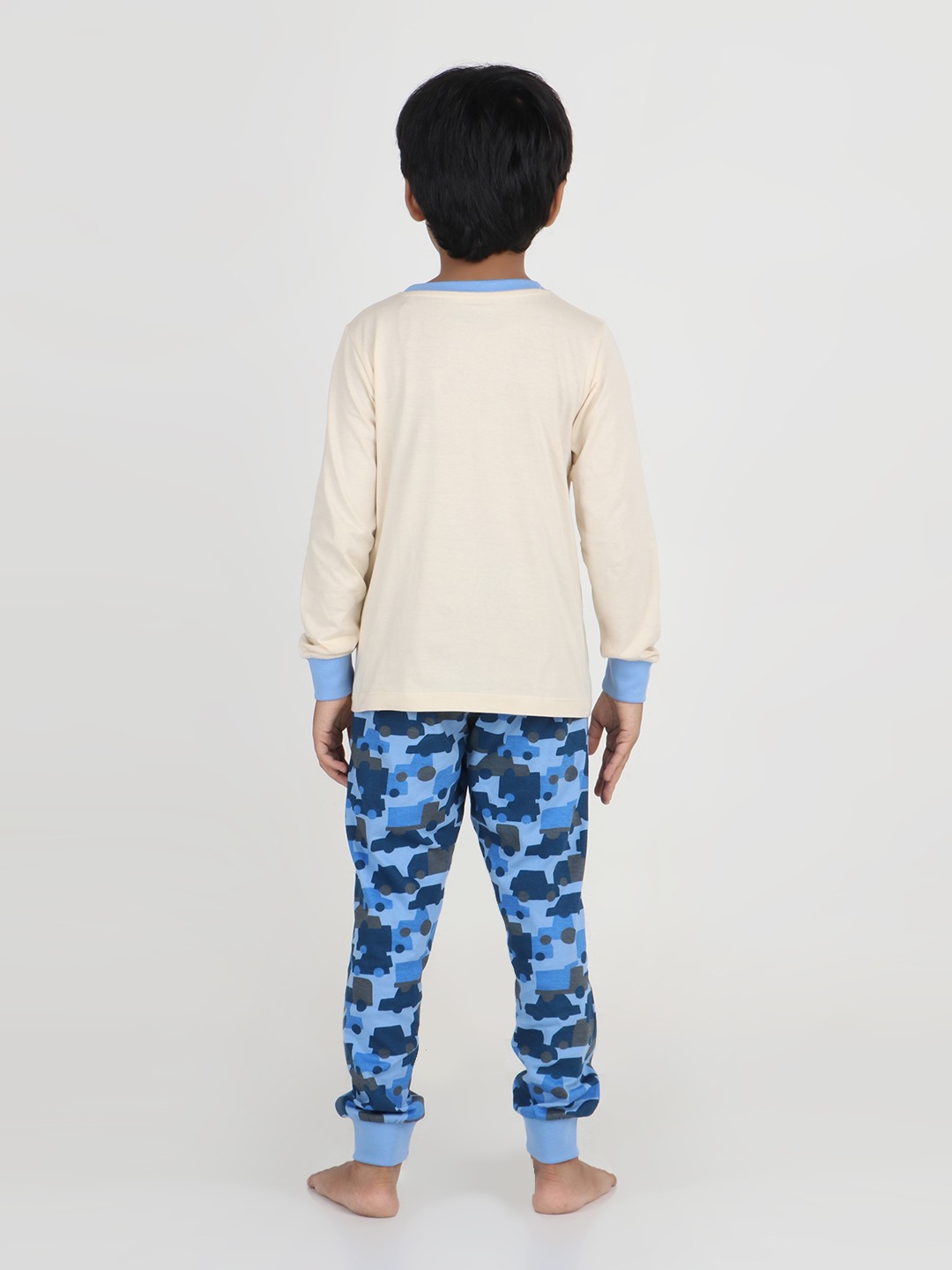 Boys 2 piece printed jogger lounge set- Butter Cream