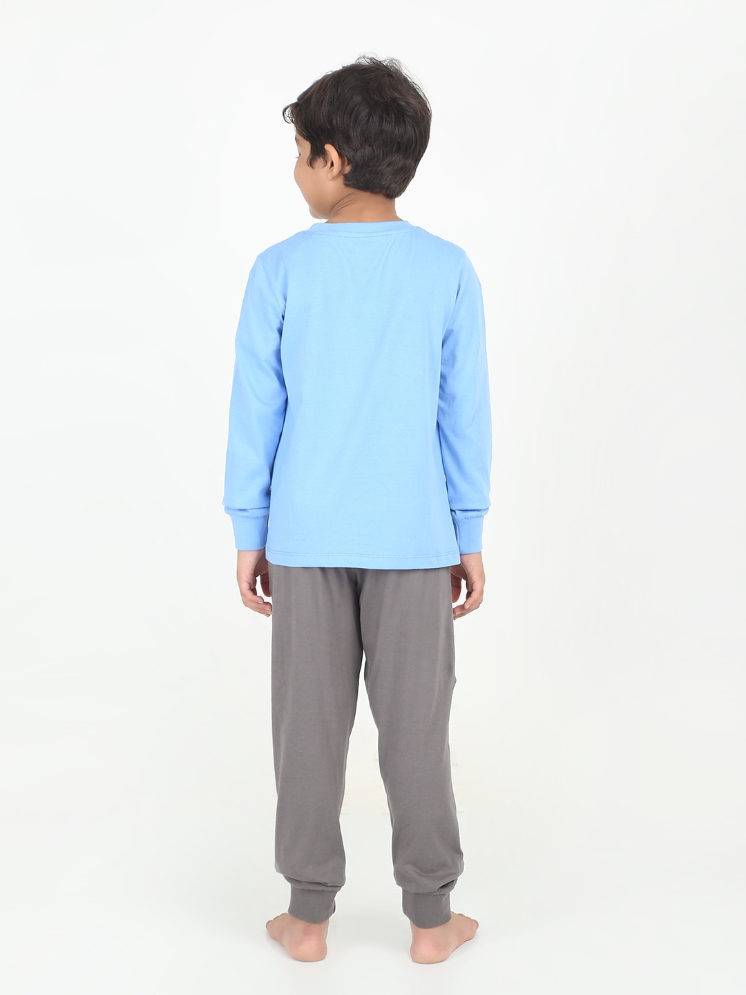 Boys 2 piece printed jogger lounge set- Blue & off White
