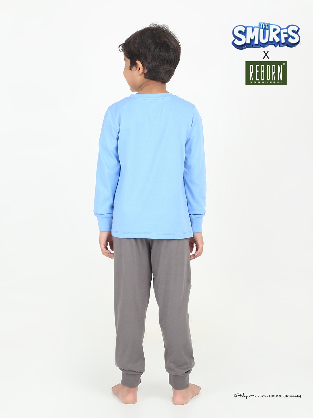 Boys 2 piece printed jogger lounge set- Blue & off White