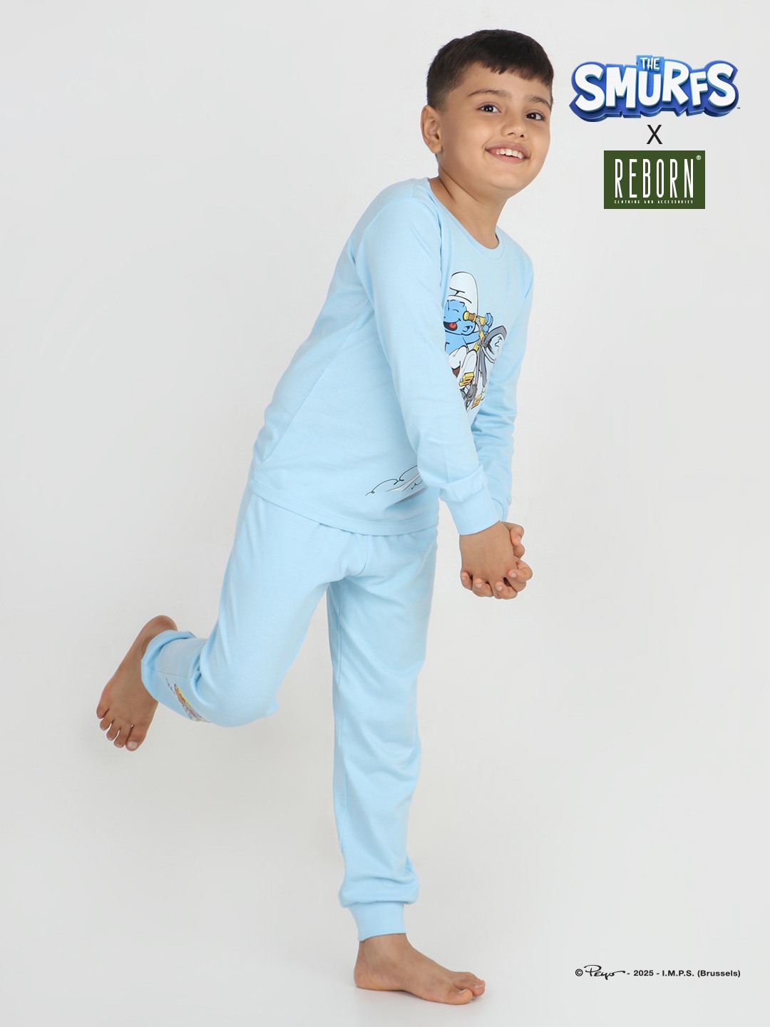 Boys 2 piece printed jogger lounge set- Sky Blue