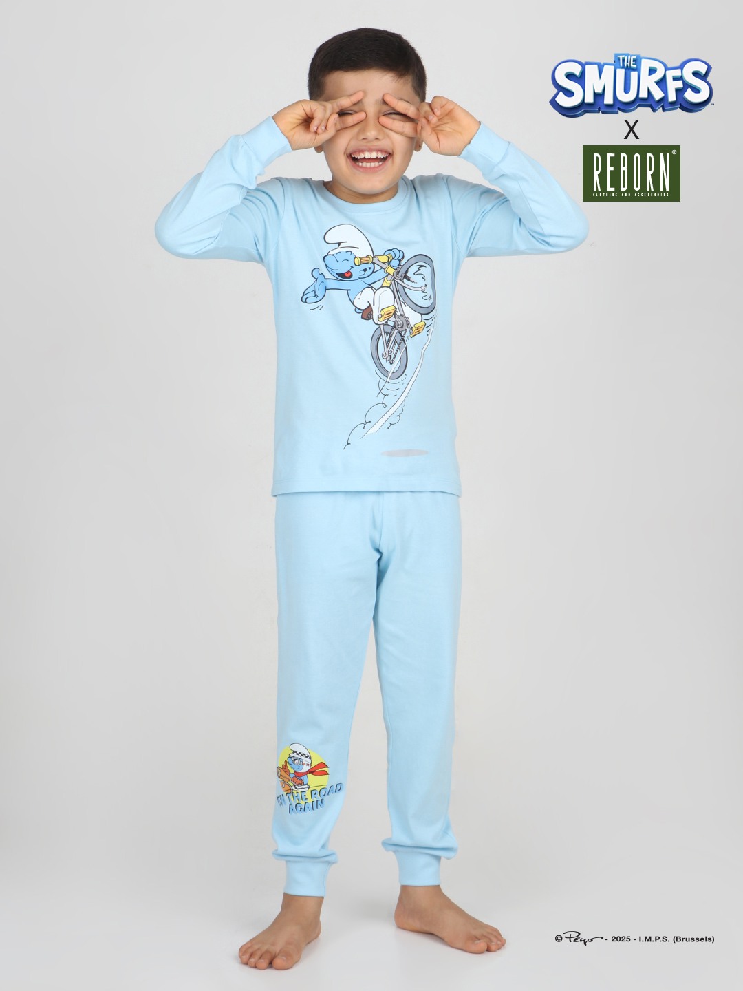Boys 2 piece printed jogger lounge set- Sky Blue