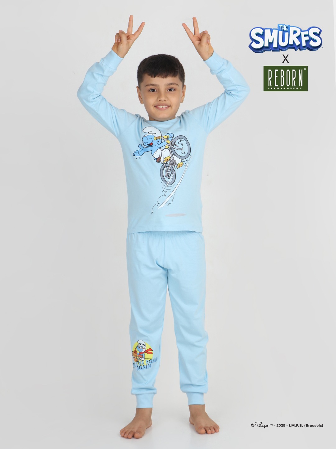 Boys 2 piece printed jogger lounge set- Sky Blue