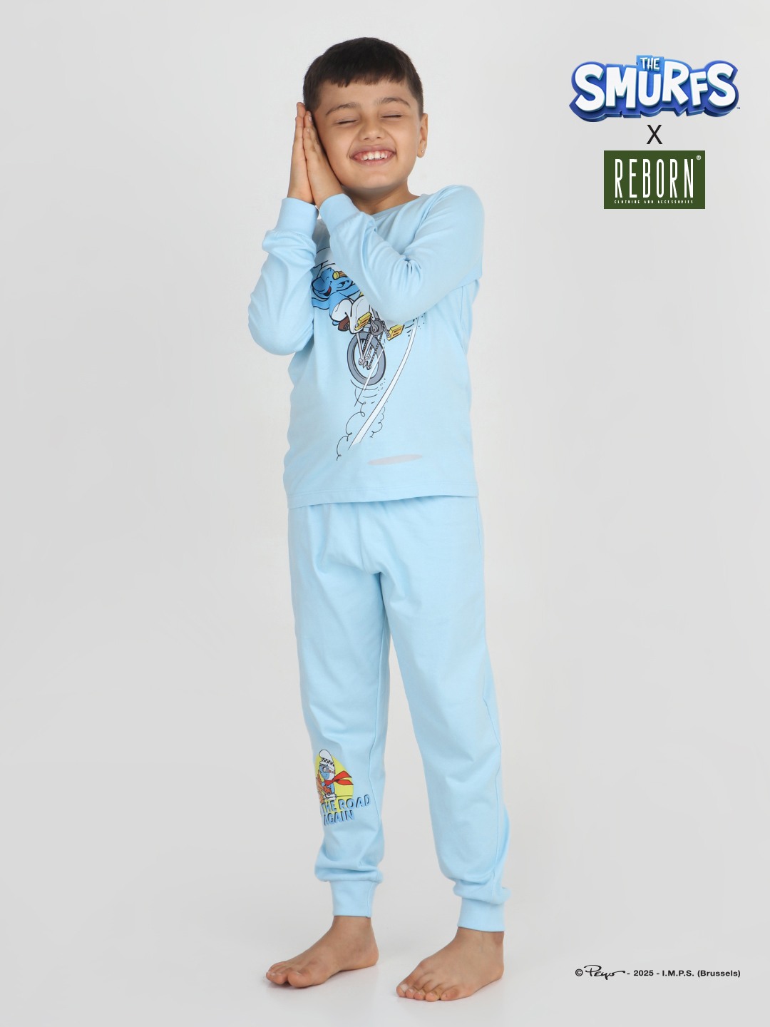 Boys 2 piece printed jogger lounge set- Sky Blue