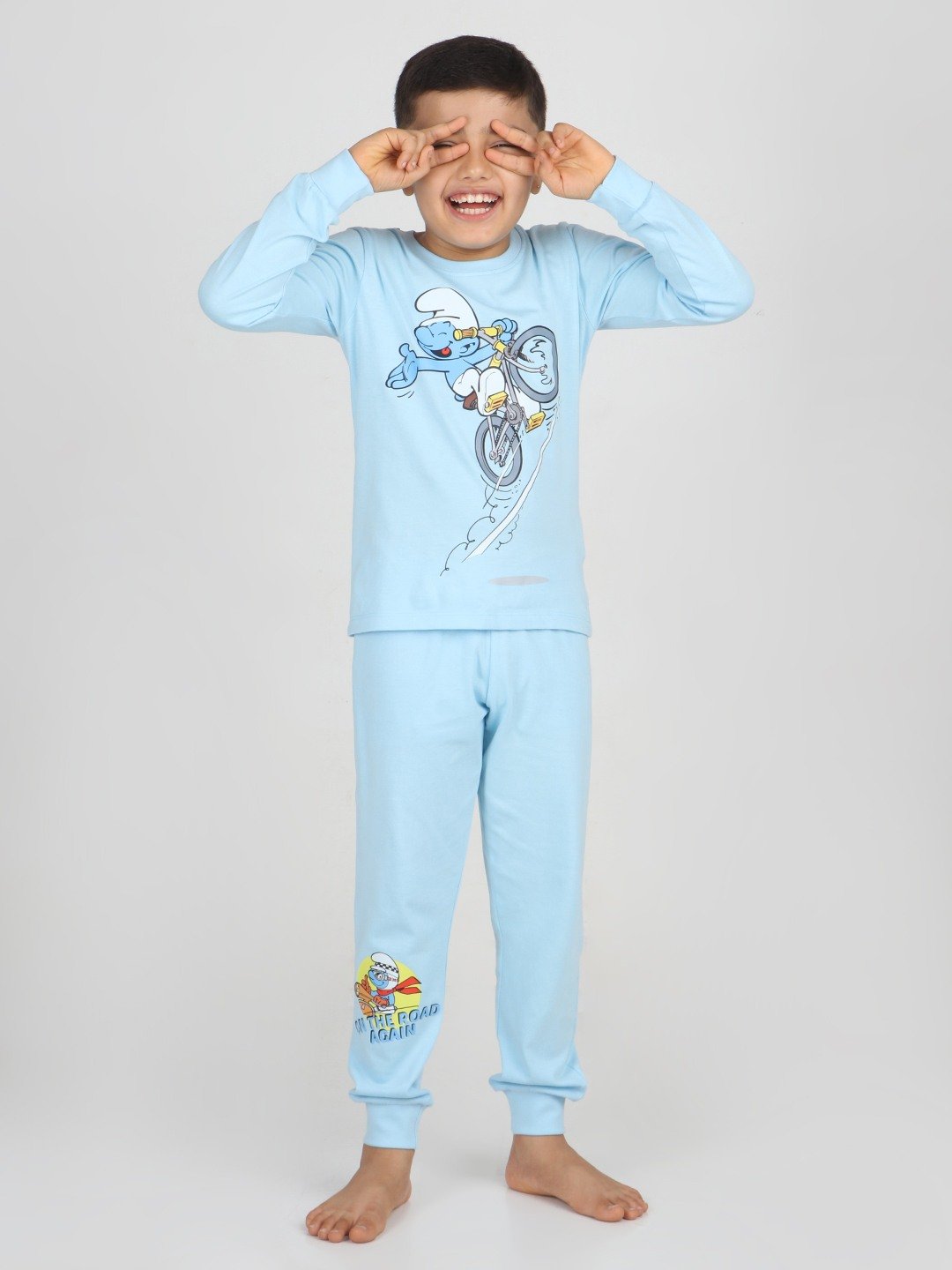 Boys 2 piece printed jogger lounge set- Sky Blue