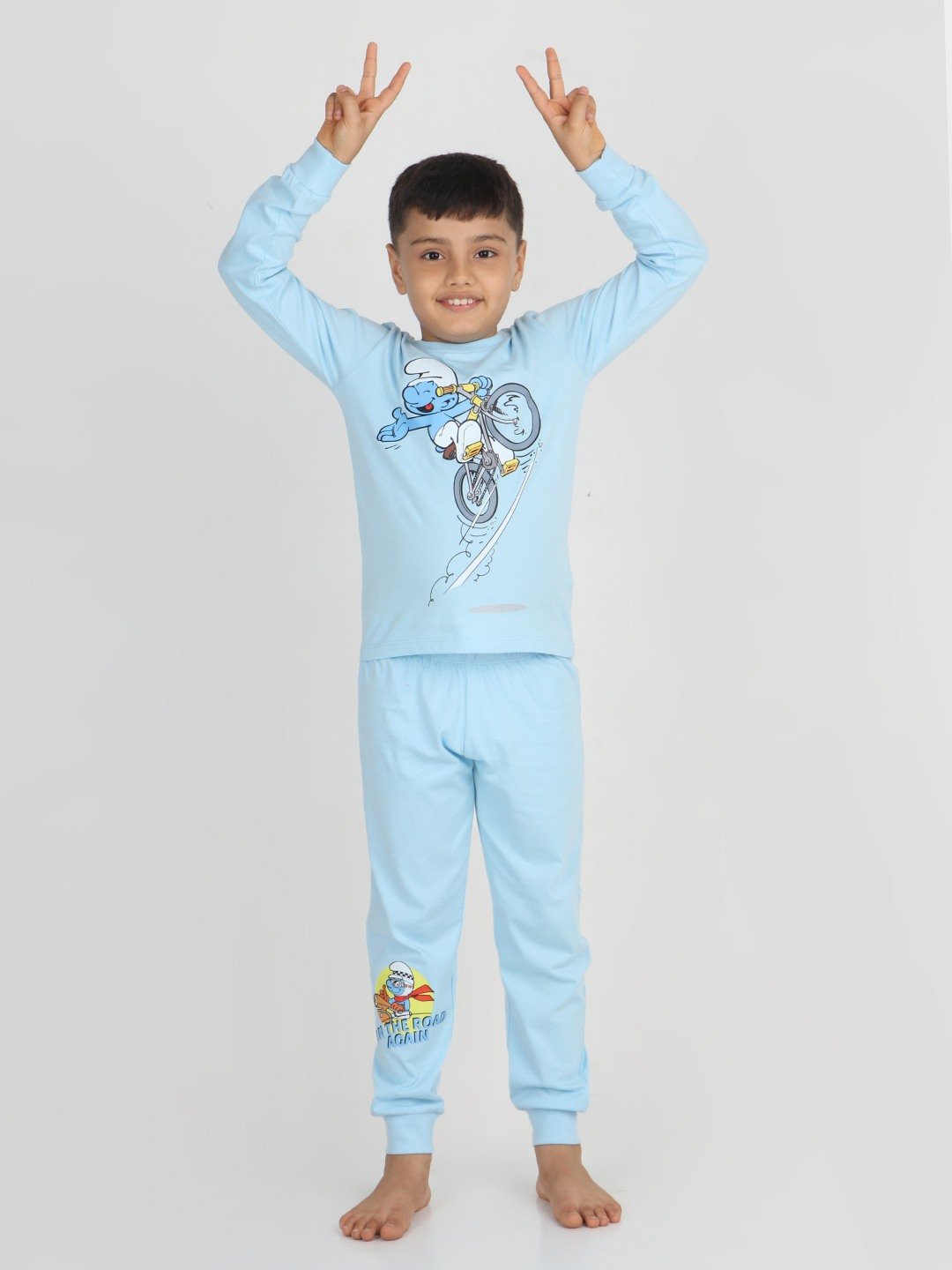 Boys 2 piece printed jogger lounge set- Sky Blue
