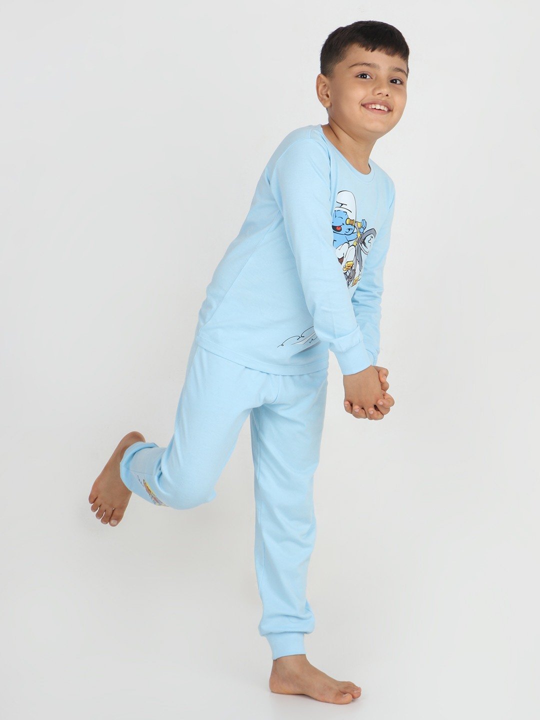 Boys 2 piece printed jogger lounge set- Sky Blue