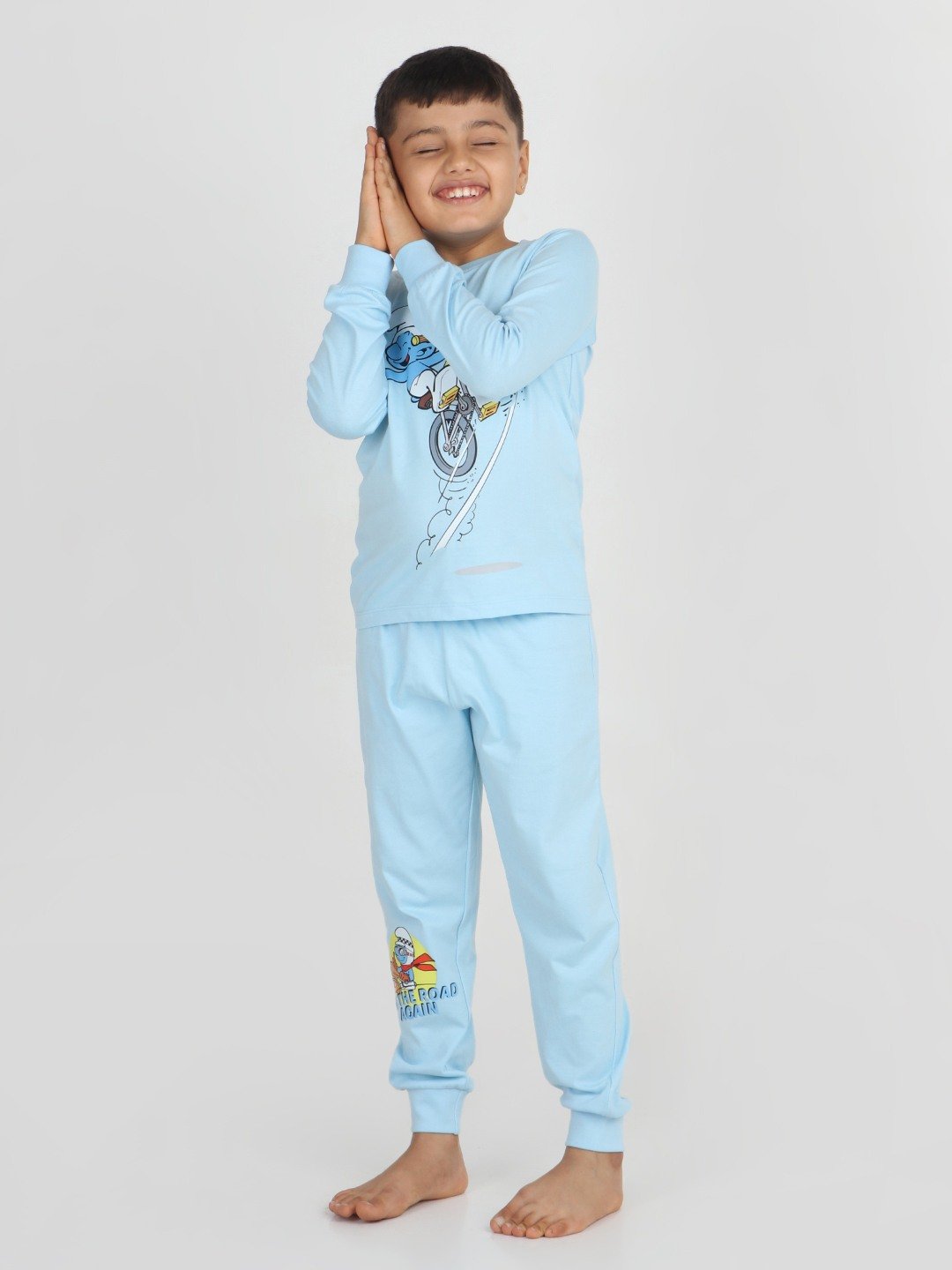 Boys 2 piece printed jogger lounge set- Sky Blue