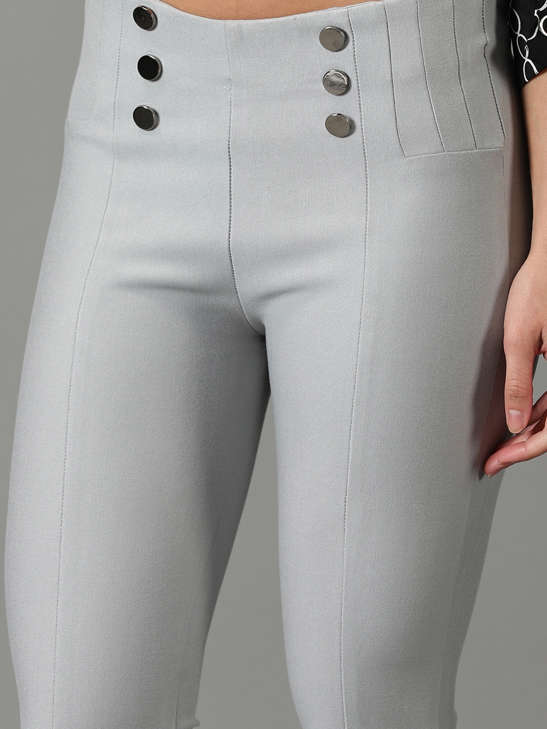 Showoff | SHOWOFF Women's Solid Slim Fit Grey Jegging 5