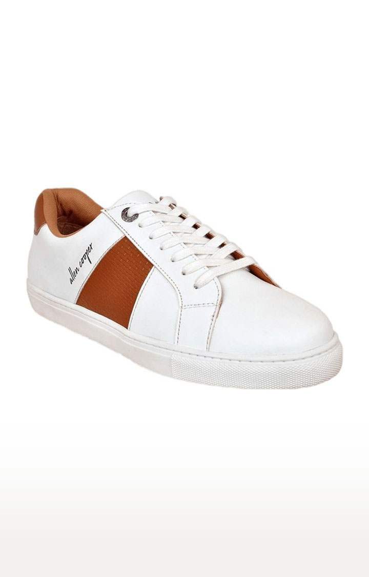 Allen Cooper Men s White PU Sneakers