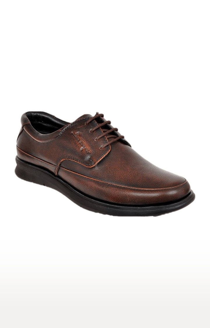 Allen Cooper | Men's Brown Leather Casual Lace-ups 0