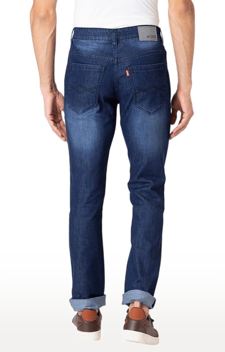 Allen Cooper | Men's Blue Denim Solid Ripped Jeans 4