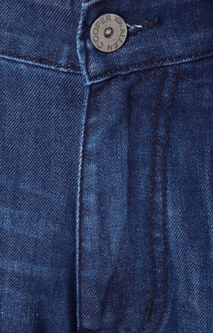 Allen Cooper | Men's Blue Denim Solid Ripped Jeans 5