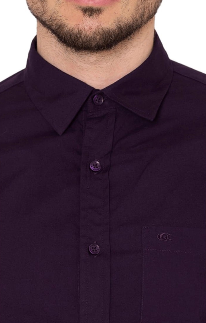 Allen Cooper | Men's Plum Cotton Solid Formal Shirt 4