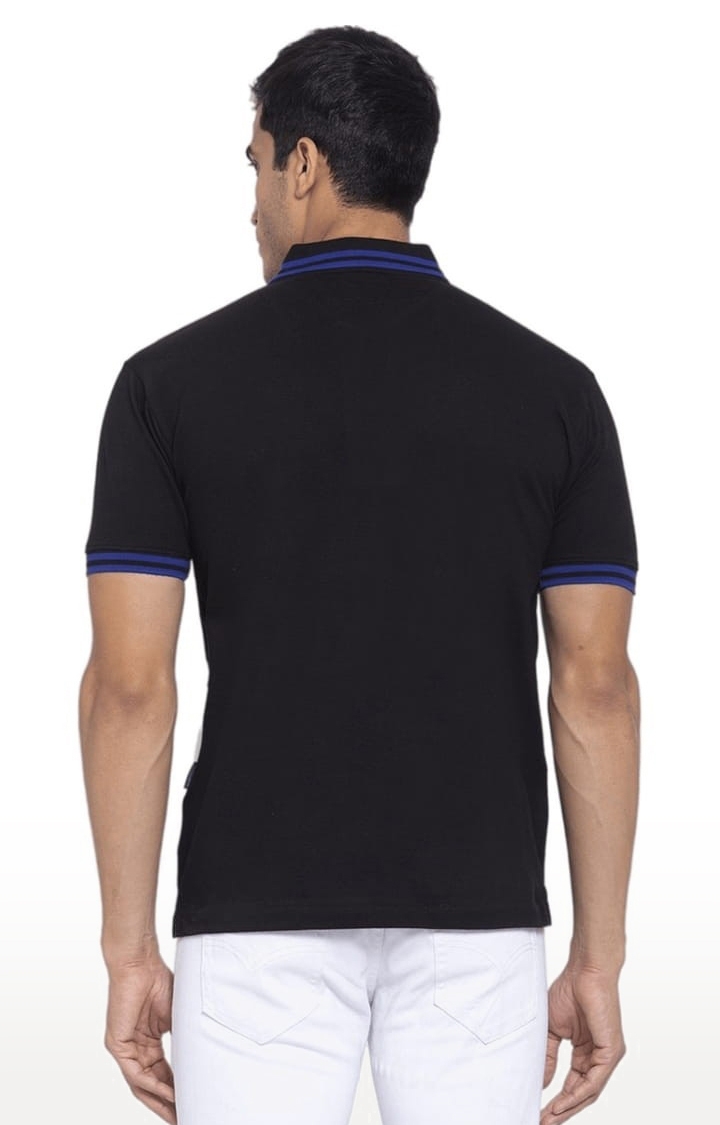 Allen Cooper | Men's Black Cotton Solid Polo T-Shirt 3