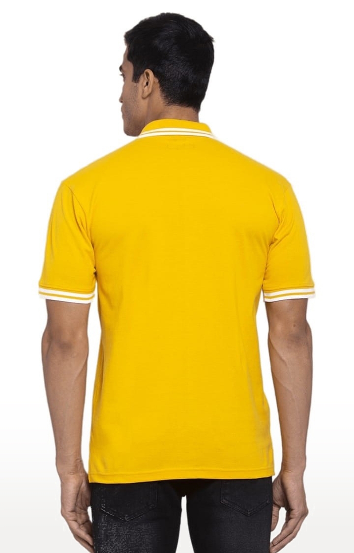 Allen Cooper | Men's Yellow Cotton Solid Polo T-Shirt 3