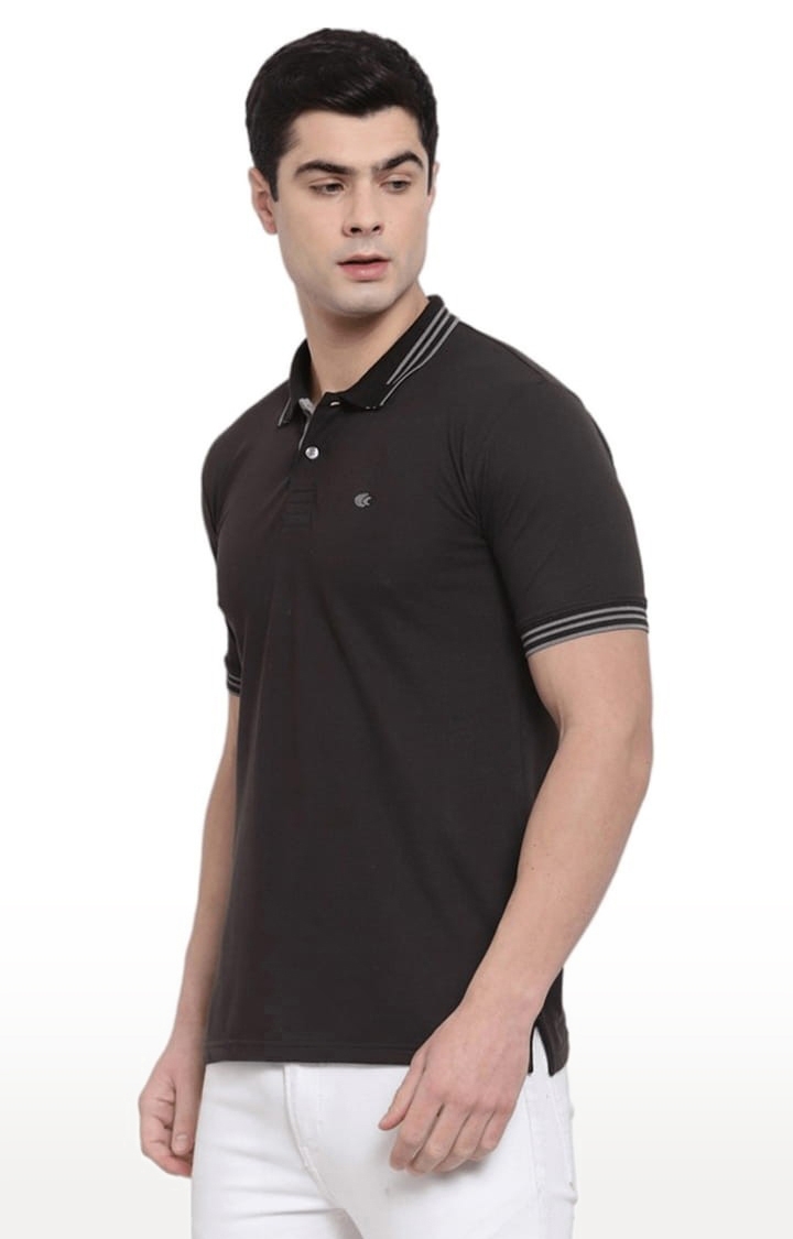 Allen Cooper | Men's Black Cotton Solid Polo T-Shirt 2