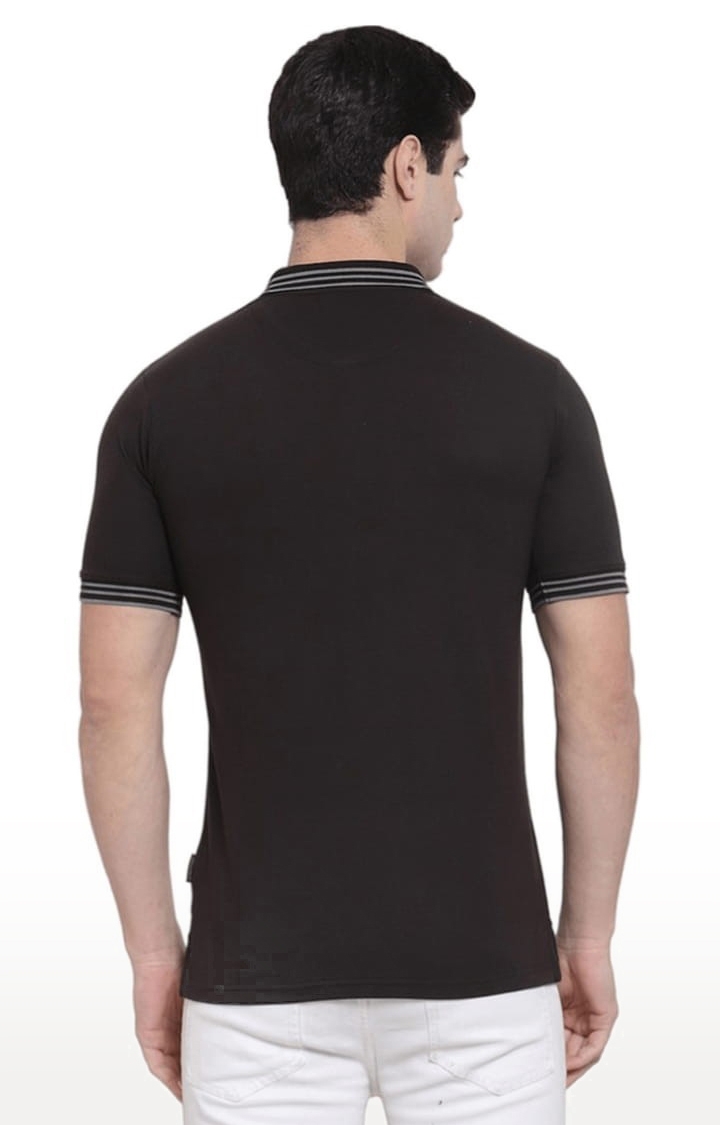 Allen Cooper | Men's Black Cotton Solid Polo T-Shirt 3