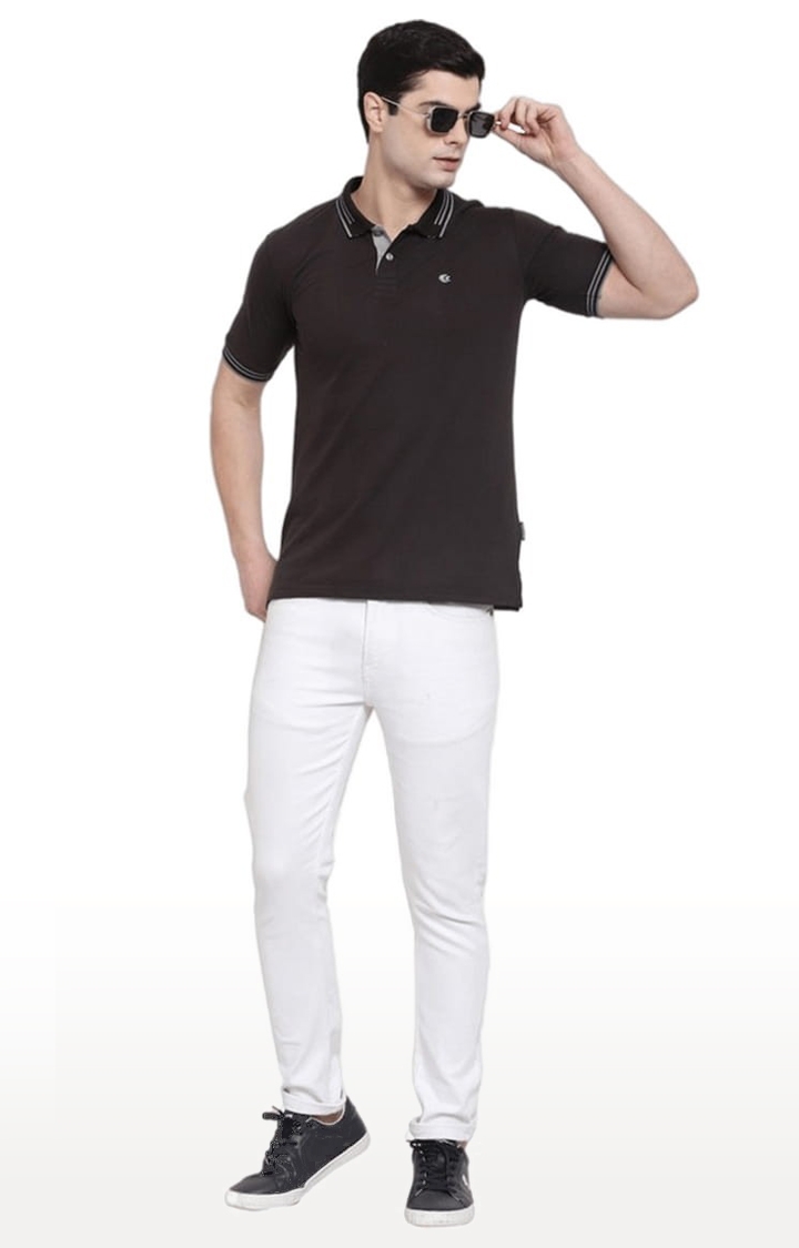 Allen Cooper | Men's Black Cotton Solid Polo T-Shirt 1