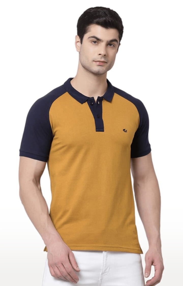 Men's Yellow Polycotton Solid Polo T-Shirt