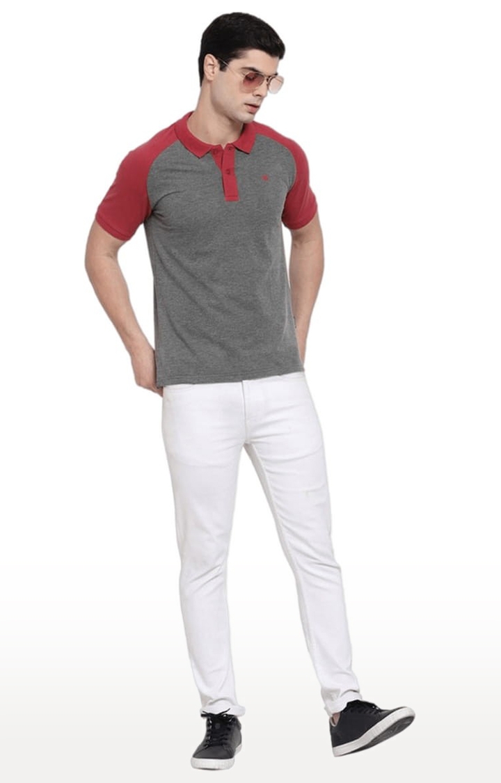 Allen Cooper | Men's Grey Cotton Solid Polo T-Shirt 1