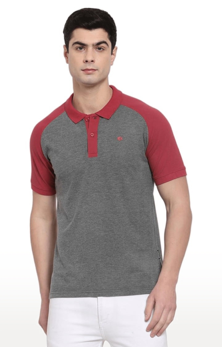 Allen Cooper | Men's Grey Cotton Solid Polo T-Shirt 0
