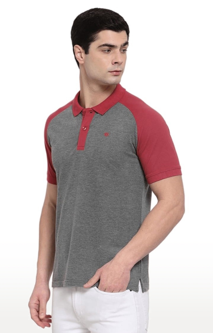 Allen Cooper | Men's Grey Cotton Solid Polo T-Shirt 2