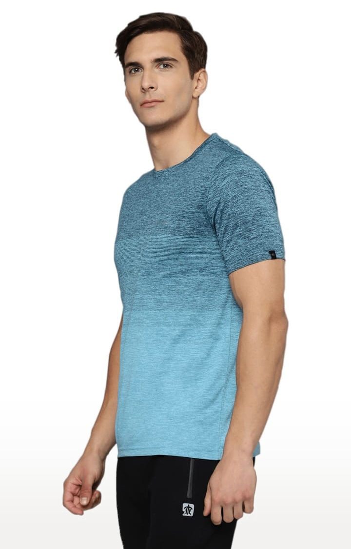 Men's Green Polyester Melange Textured Activewear T-Shirts