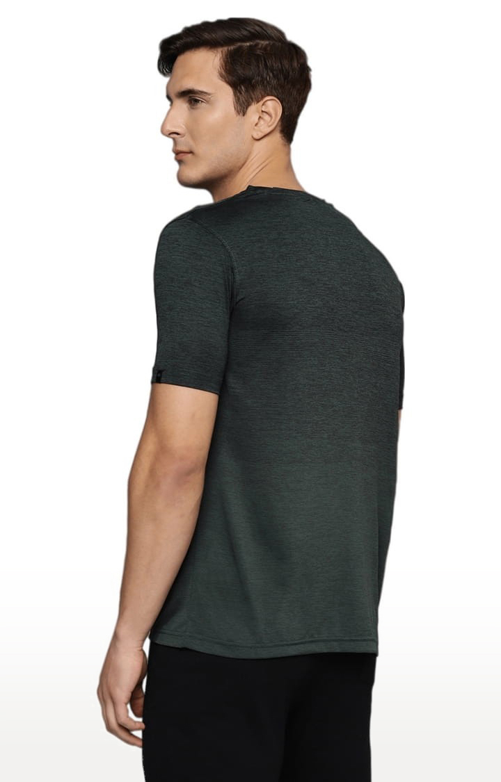 Men's Green Polyester Melange Textured Activewear T-Shirts