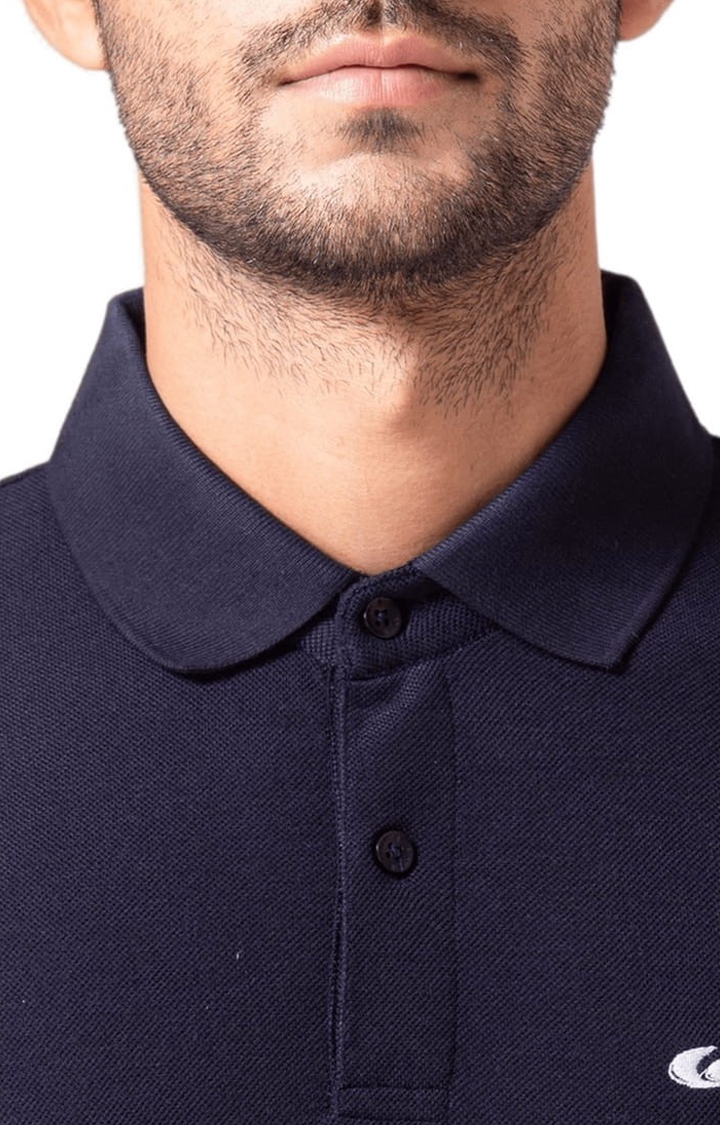 Allen Cooper | Men's Navy & Maroon Cotton Colourblock Polo T-Shirt 3