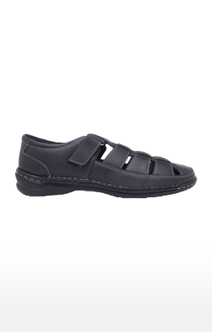 Allen Cooper | Men's Black Leather Sandals 1