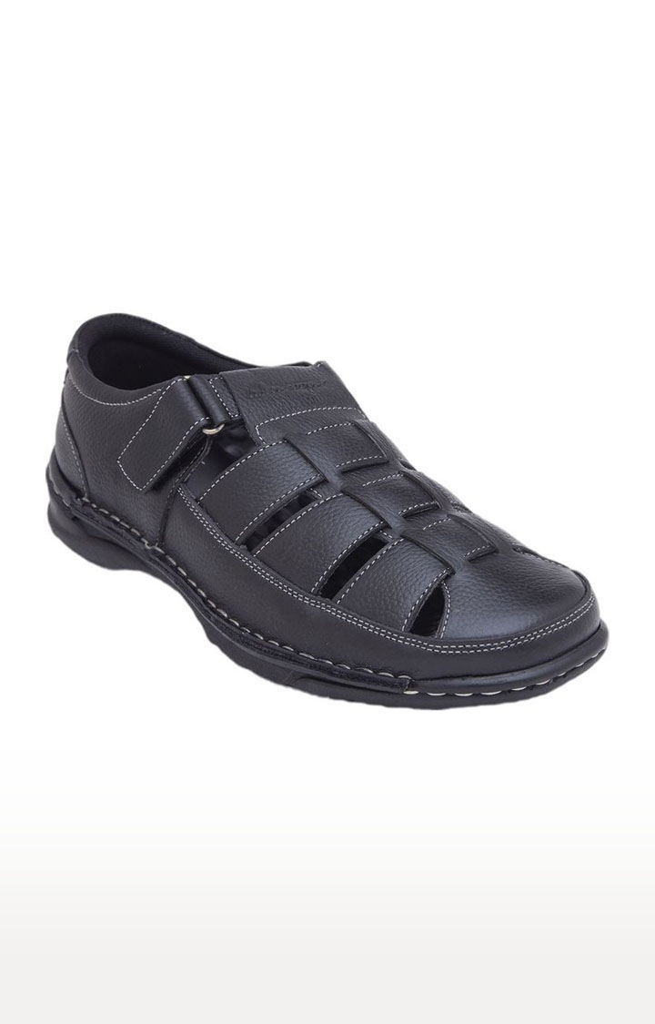 Allen Cooper | Men's Black Leather Sandals 0
