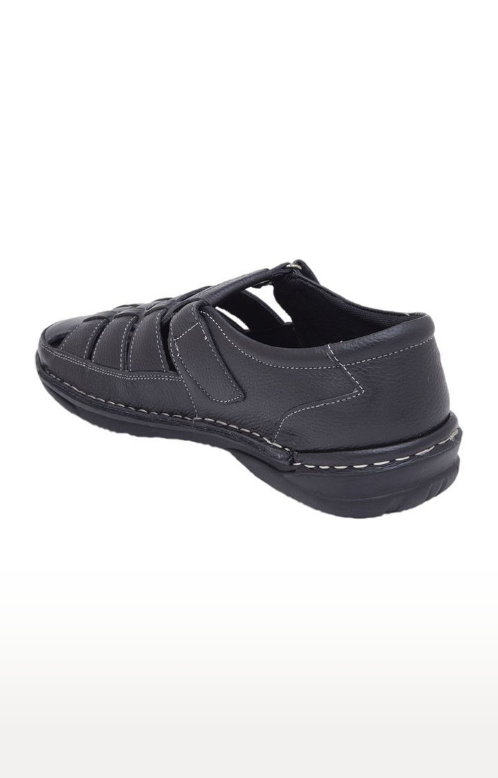 Allen Cooper | Men's Black Leather Sandals 2