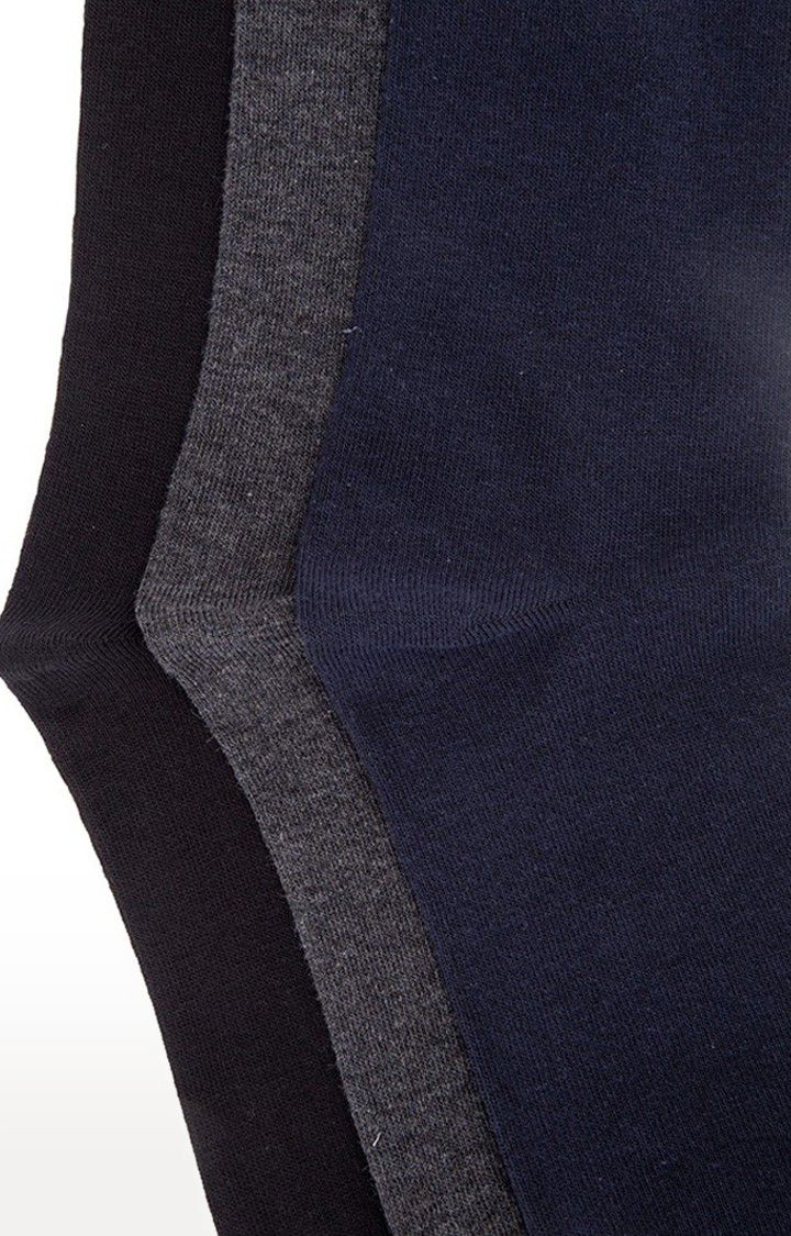 Allen Cooper Multi-Coloured Solid Pack of 3 Crew Socks