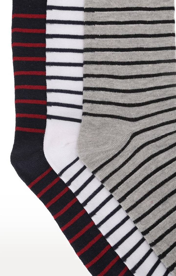 Allen Cooper | Allen Cooper Multi-Coloured Striped Pack of 3 Crew Socks 2
