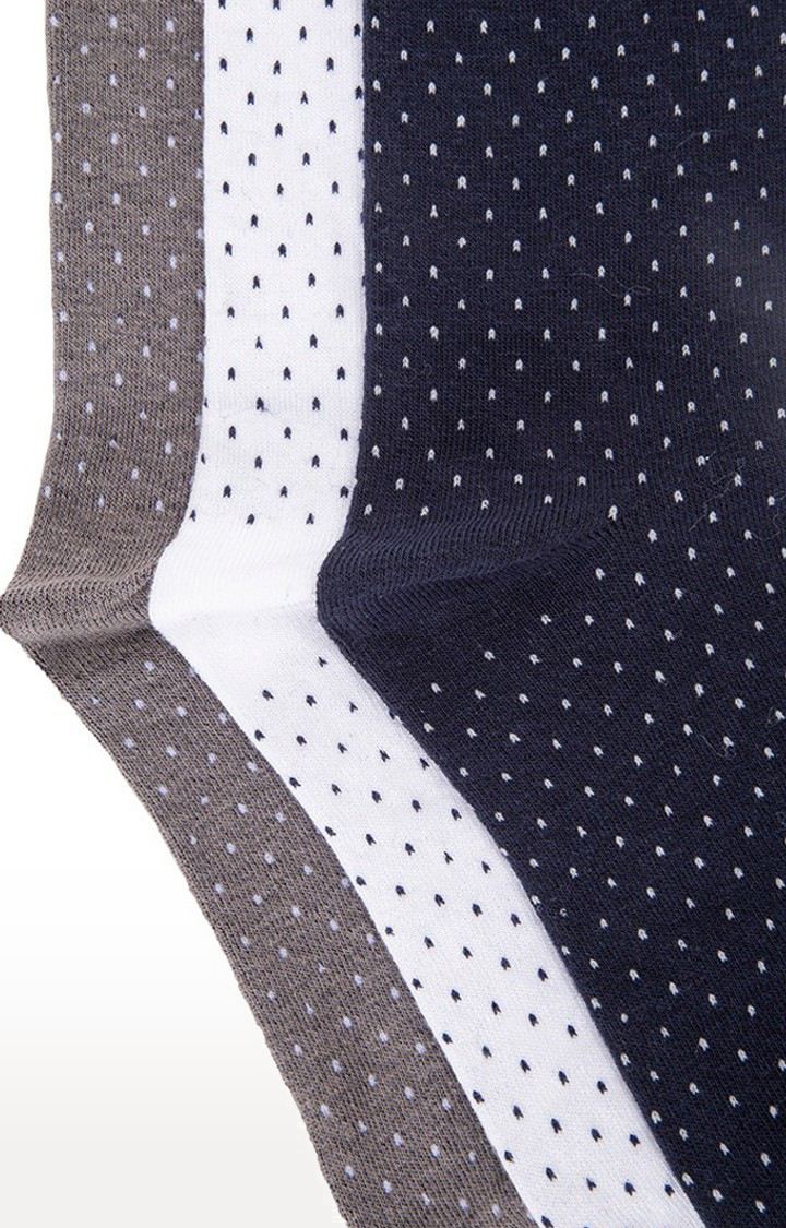 Allen Cooper Multi-Coloured Polka Dots Pack of 3 Crew Socks